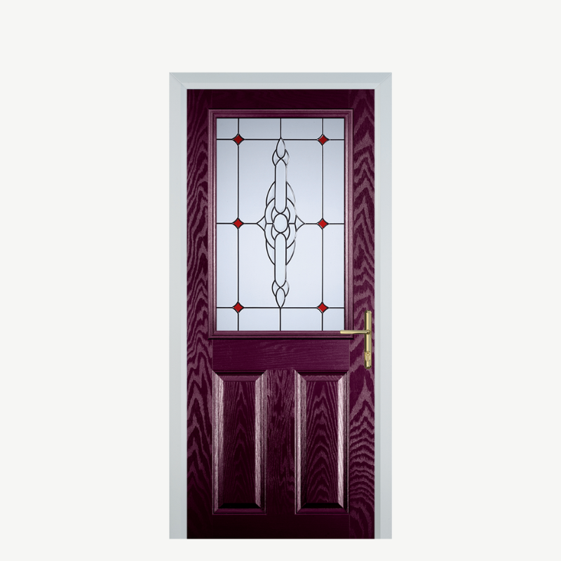 Door F 2 Panel 1 Square Purple Violet Crystal Bohemia Red image 0