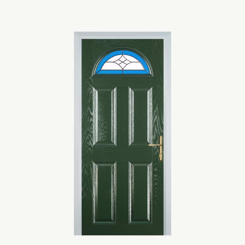 Door D 4 Panel 1 Arch Green Crystal Harmony Blue image 0