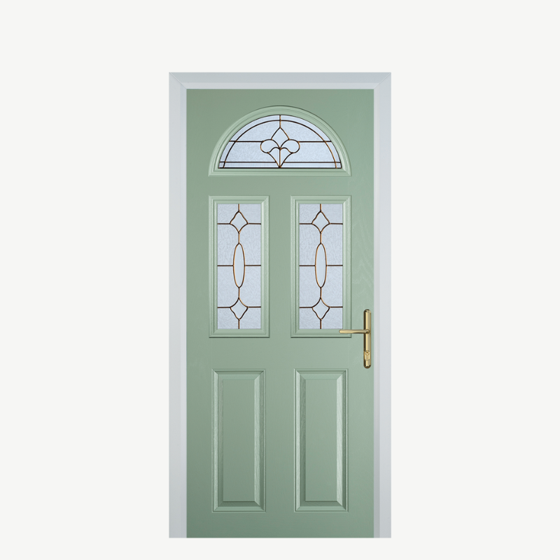 Door G 2 Panel 1 Arch Chartwell Green Brass Art Clarity image 0