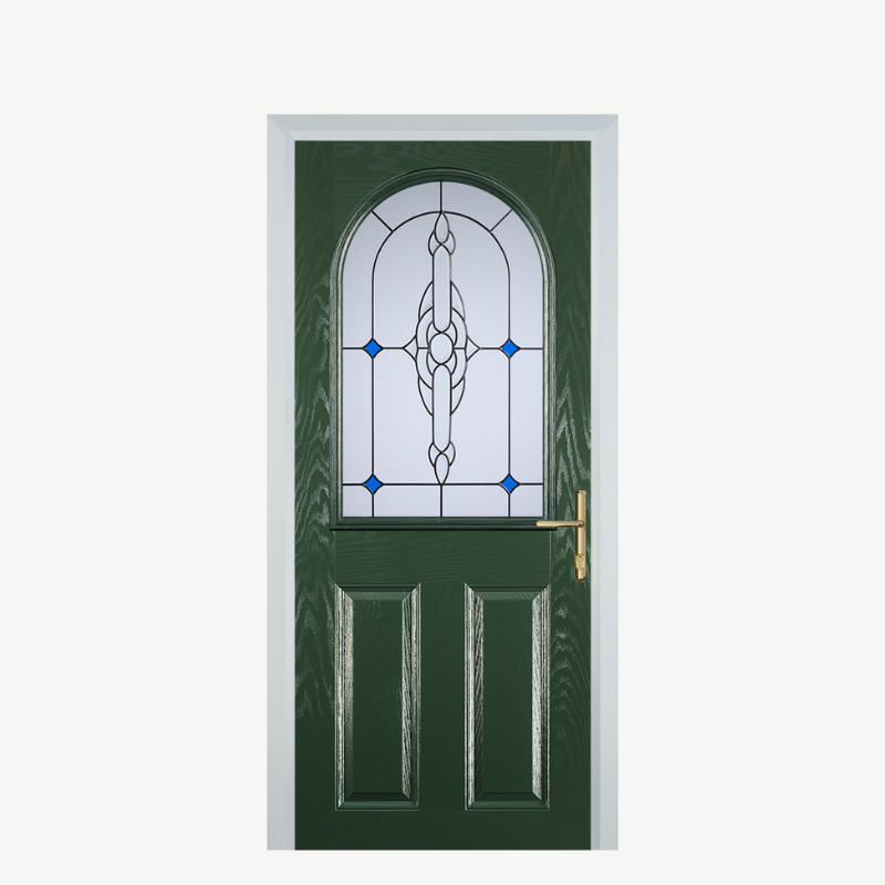 Door E 2 Panel 1 Arch Green Crystal Bohemia Blue image 0