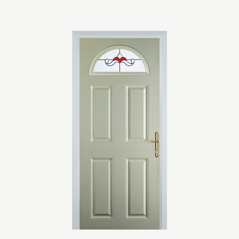 Door D 4 Panel 1 Arch Pebble Grey Crystal Bohemia Red image 0