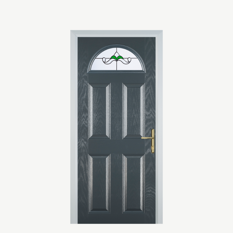Door D 4 Panel 1 Arch Grey Crystal Bohemia Green image 0