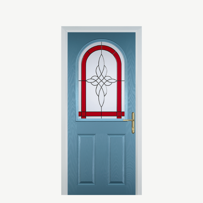 Door E 2 Panel 1 Arch Pastel Blue Crystal Harmony Red image 0