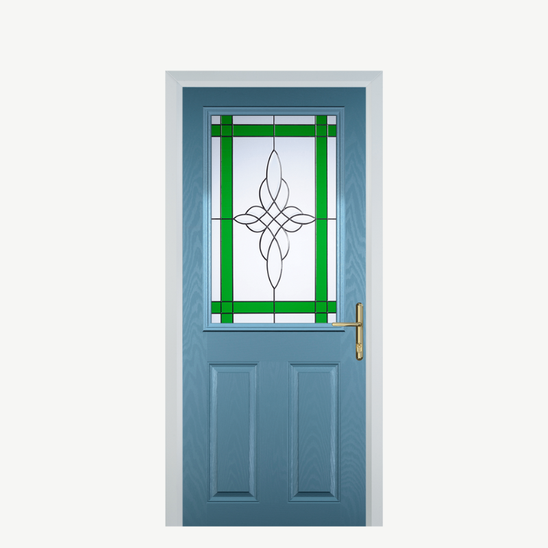 Door F 2 Panel 1 Square Pastel Blue Crystal Harmony Green image 0