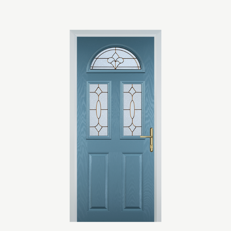 Door G 2 Panel 1 Arch Pastel Blue Brass Art Clarity image 0