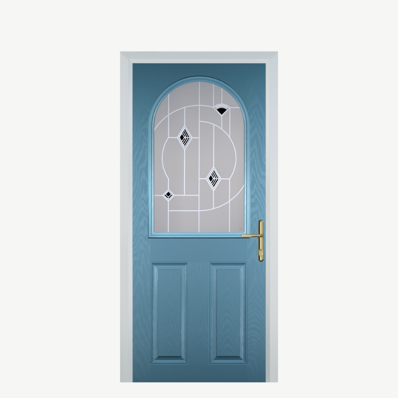 Door E 2 Panel 1 Arch Pastel Blue Murano Black image 0