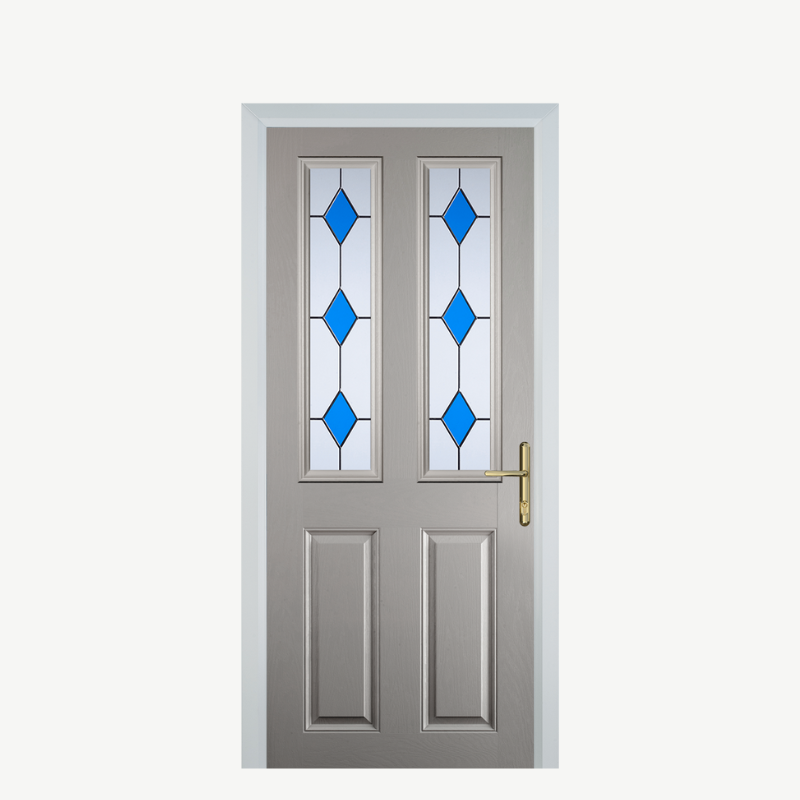Door C 2 Panel 2 Square Agate Grey 3 Drop Diamond Blue image 0