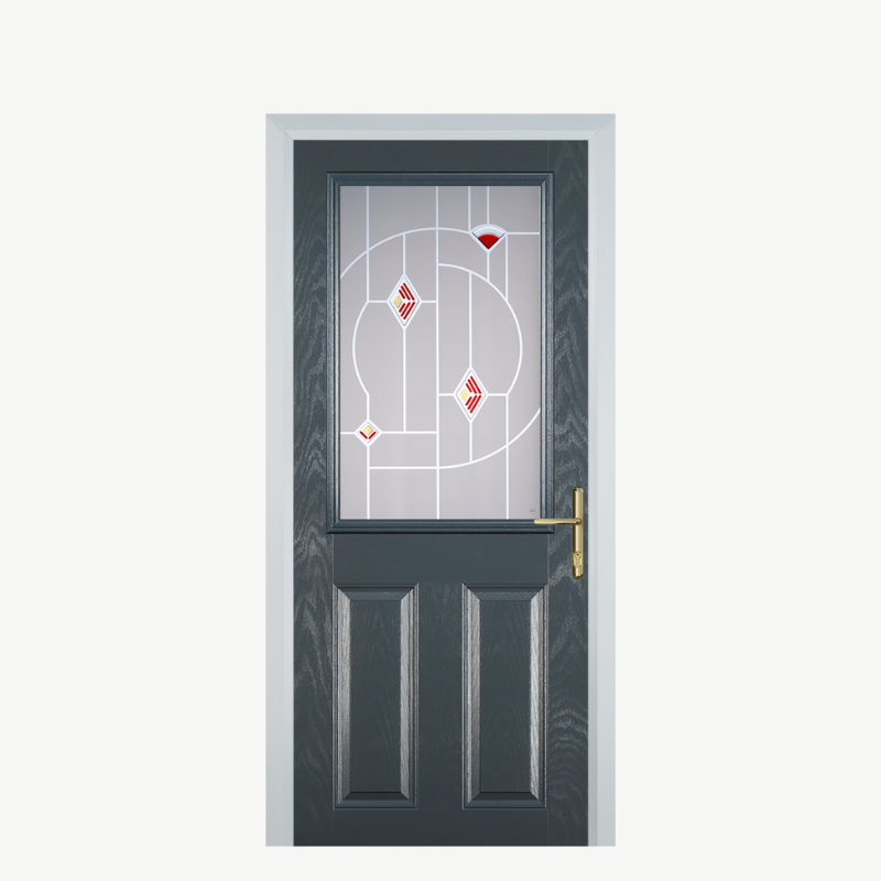 Door F 2 Panel 1 Square Grey Murano Red image 0