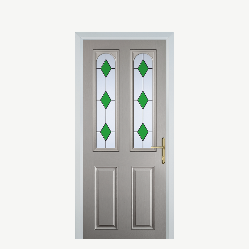 Door A 2 Panel 2 Arch Agate Grey 3 Drop Diamond Green image 0