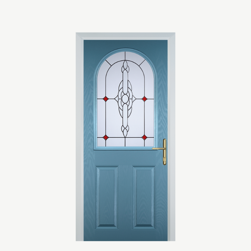 Door E 2 Panel 1 Arch Pastel Blue Crystal Bohemia Red image 0