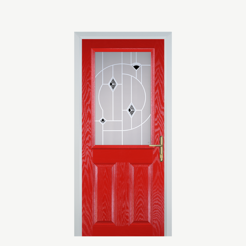 Door F 2 Panel 1 Square Poppy Red (High Gloss) Murano Black image 0