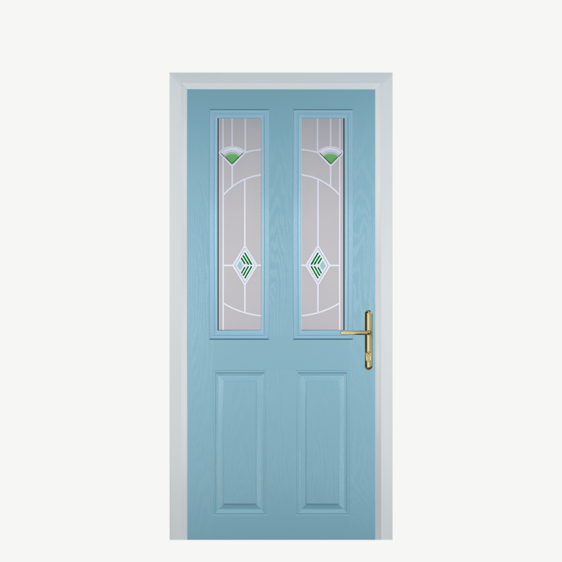 Door C 2 Panel 2 Square Duck Egg Blue Murano Green image 0