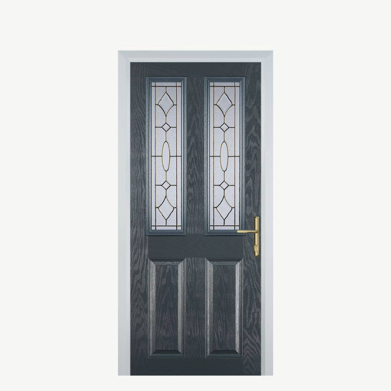 Door C 2 Panel 2 Square Grey Brass Art Clarity image 0