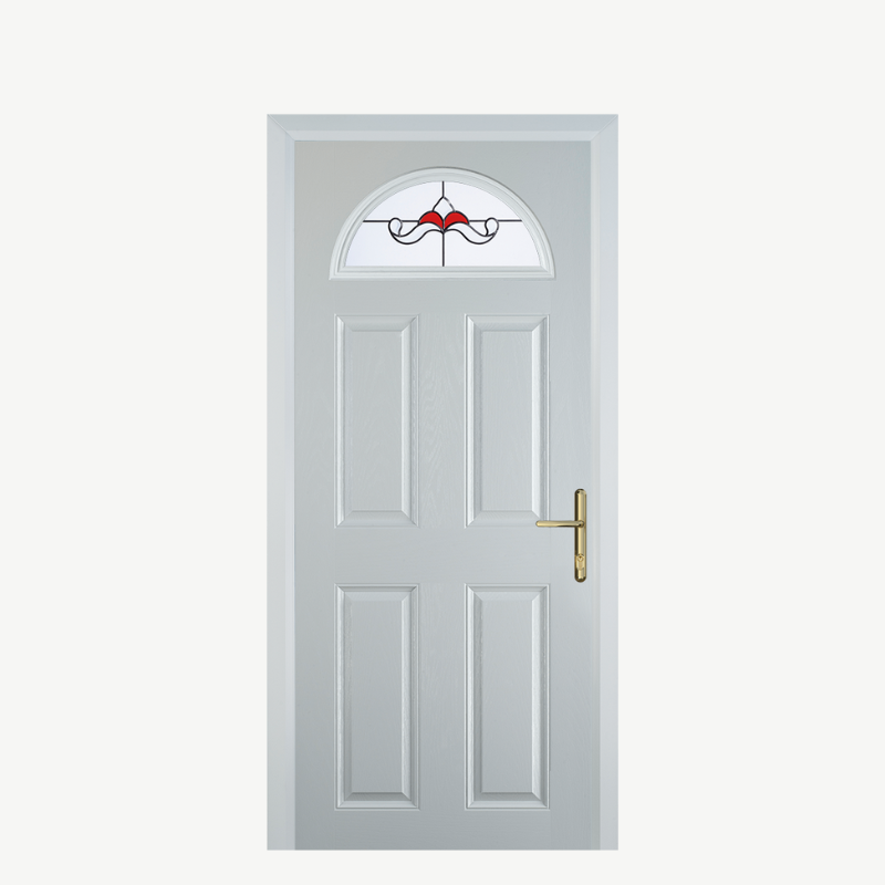 Door D 4 Panel 1 Arch White Crystal Bohemia Red image 0