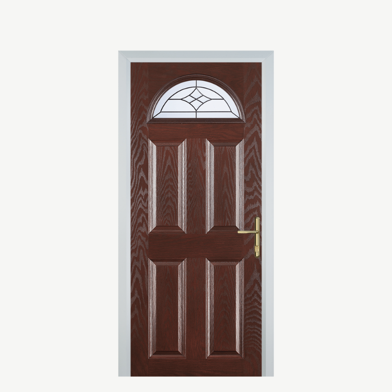 Door D 4 Panel 1 Arch Dark Wood Crystal Harmony Frost image 0