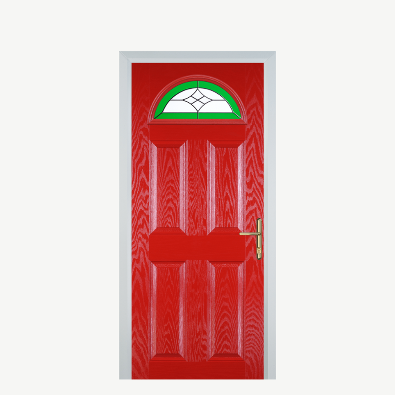 Door D 4 Panel 1 Arch Poppy Red (High Gloss) Crystal Harmony Green image 0