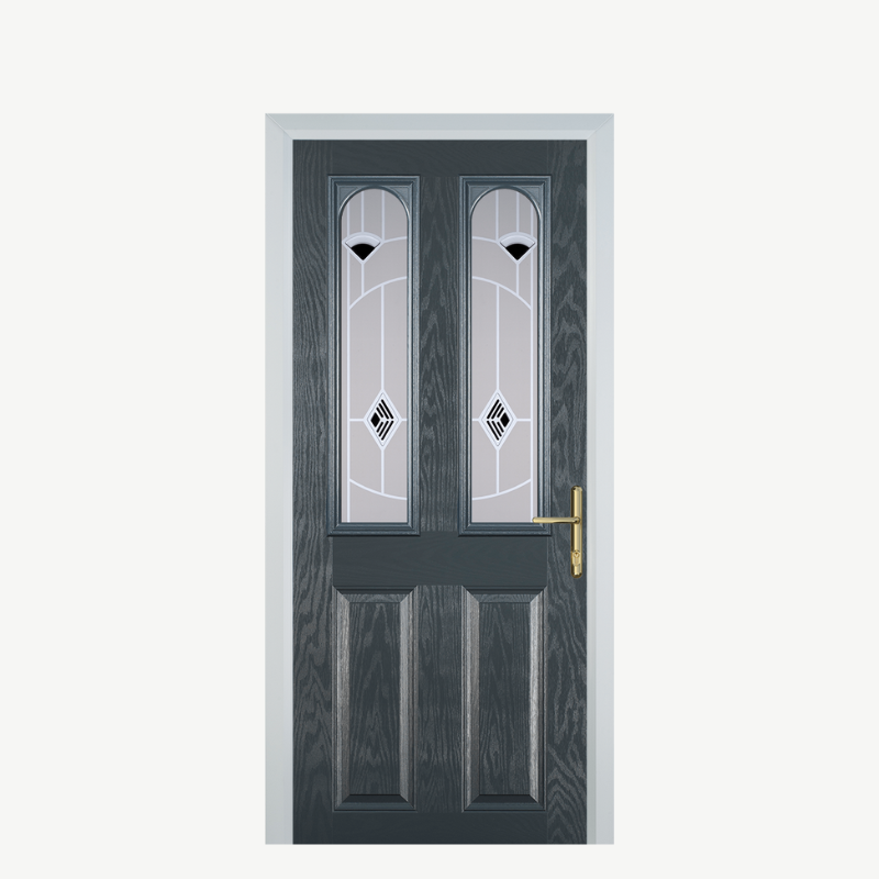 Door A 2 Panel 2 Arch Grey Murano Black image 0