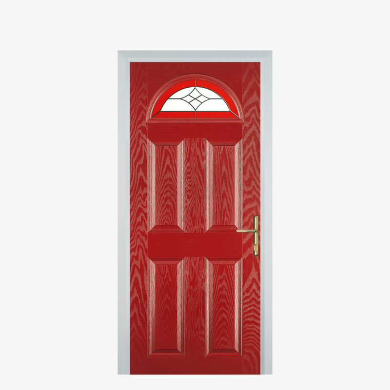 Door D 4 Panel 1 Arch Red Crystal Harmony Red image 0