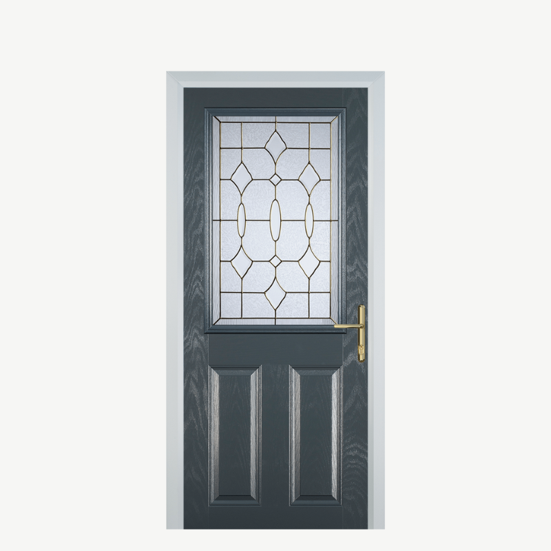 Door F 2 Panel 1 Square Grey Brass Art Clarity image 0