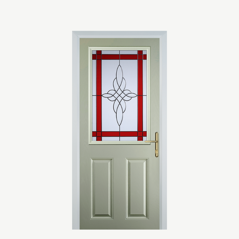 Door F 2 Panel 1 Square Pebble Grey Crystal Harmony Red image 0