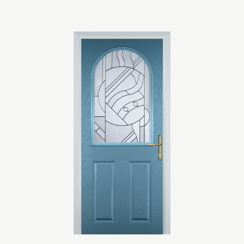 Door E 2 Panel 1 Arch Pastel Blue Zinc Art Abstract image 0