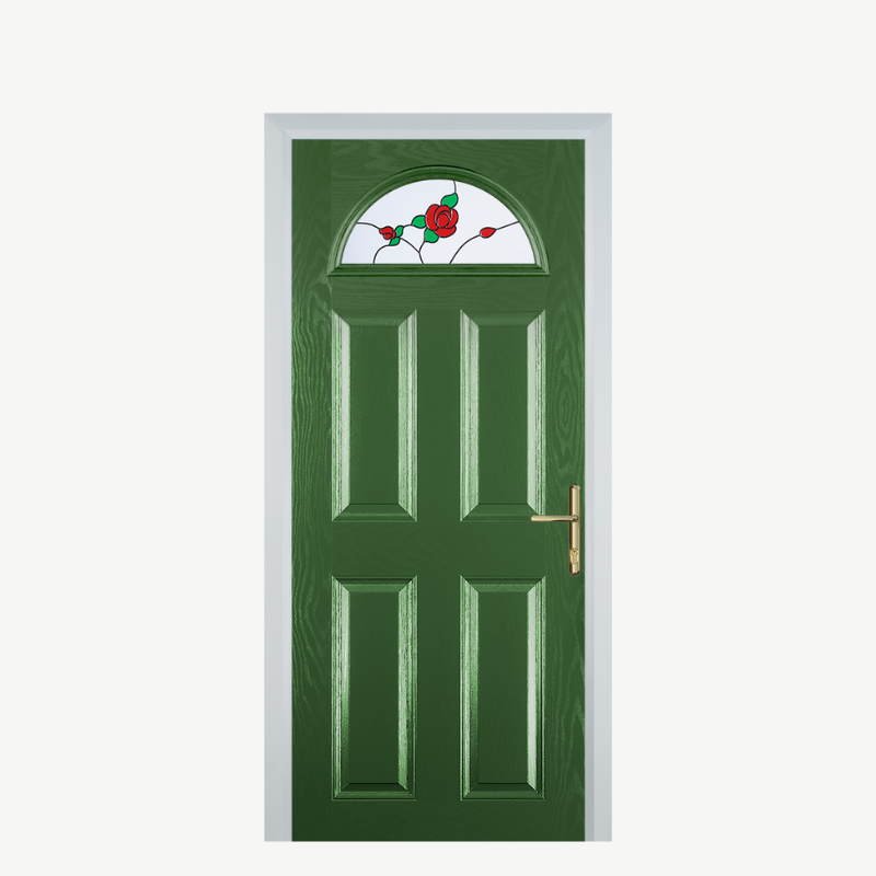 Door D 4 Panel 1 Arch Fern Green English Rose image 0