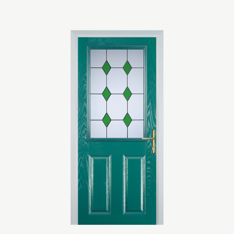 Door F 2 Panel 1 Square Turquoise Blue 3 Drop Diamond Green image 0