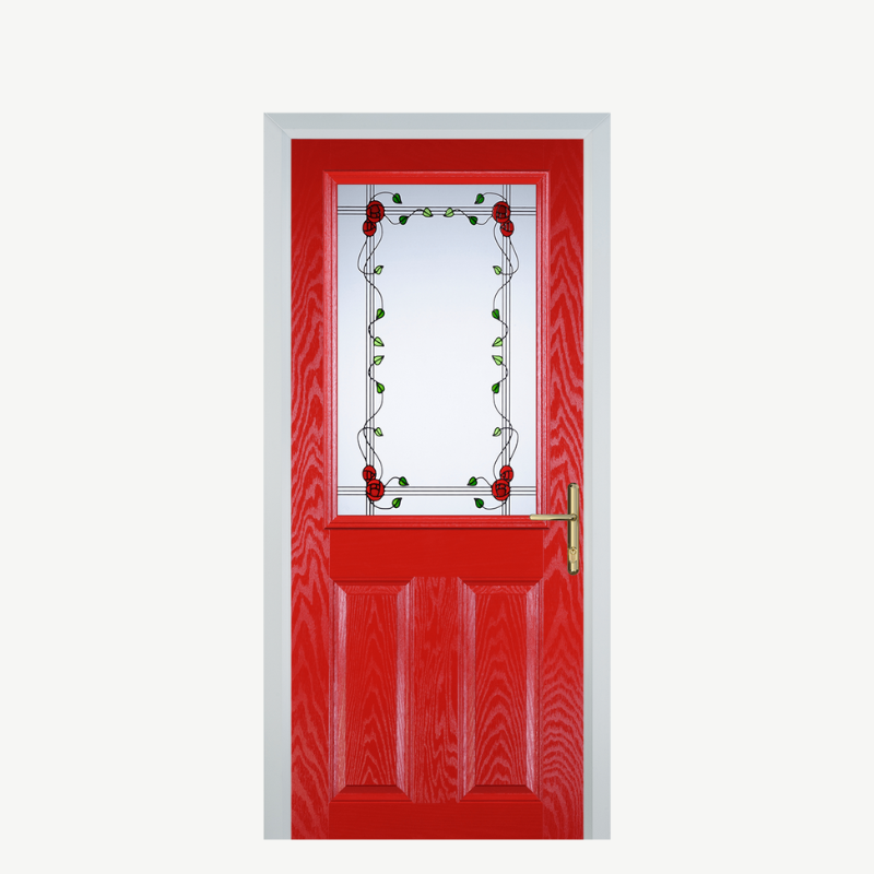 Door F 2 Panel 1 Square Poppy Red (High Gloss) Mackintosh Rose image 0