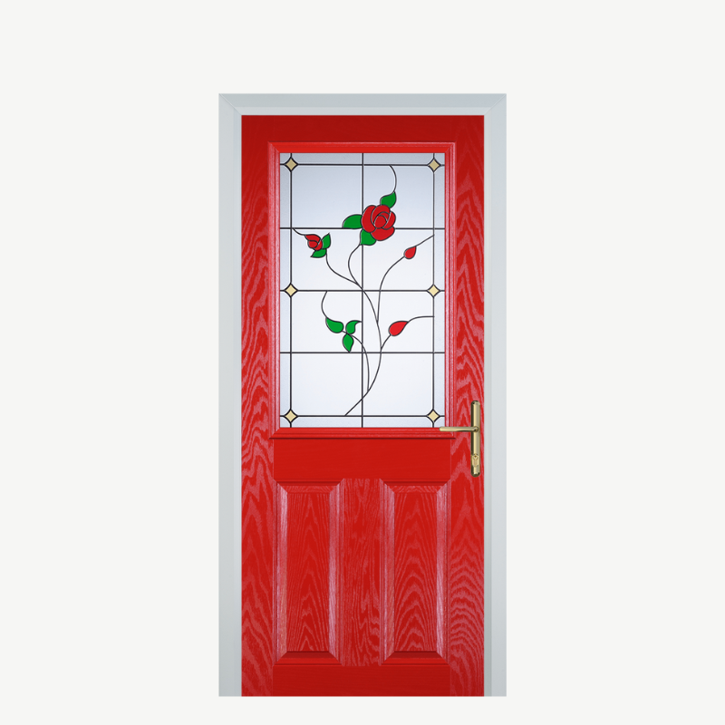 Door F 2 Panel 1 Square Poppy Red (High Gloss) English Rose image 0