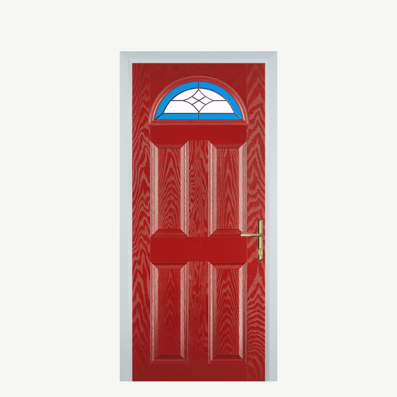 Door D 4 Panel 1 Arch Red Crystal Harmony Blue image 0