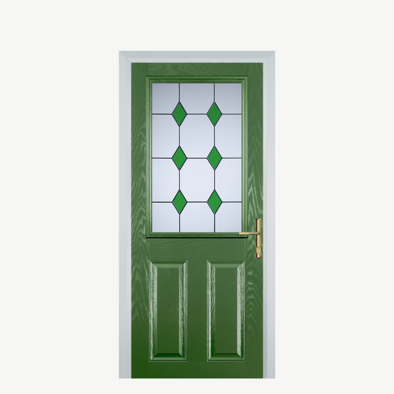 Door F 2 Panel 1 Square Fern Green 3 Drop Diamond Green image 0