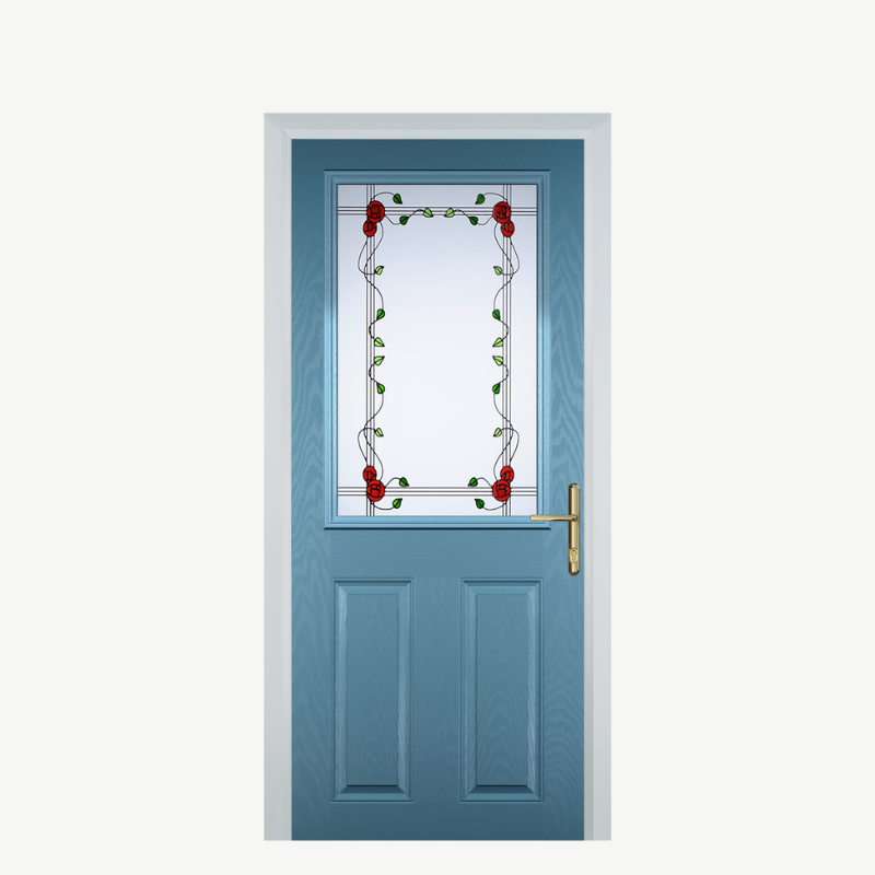 Door F 2 Panel 1 Square Pastel Blue Mackintosh Rose image 0