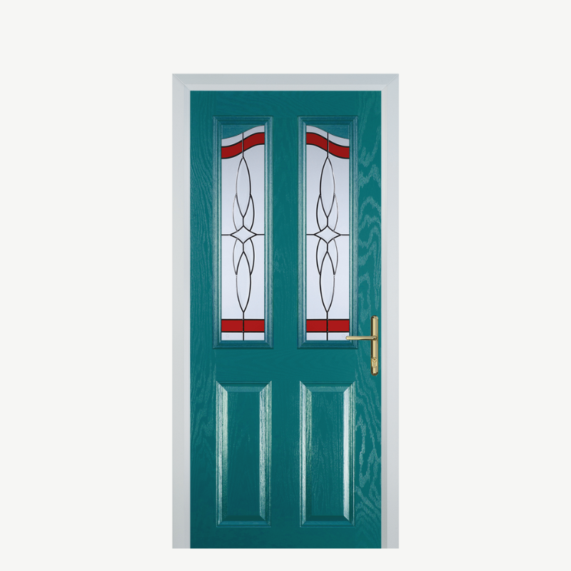 Door B 2 Panel 2 Angle Turquoise Blue Crystal Harmony Red image 0