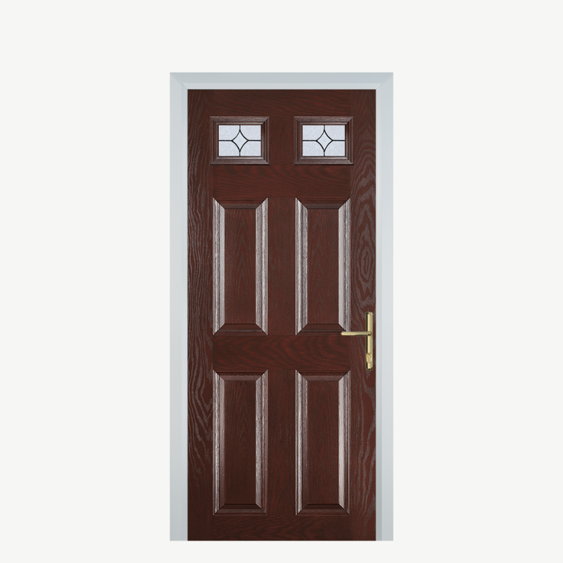 DoorI 4 Panel 2 Square Dark Wood Flair image 0