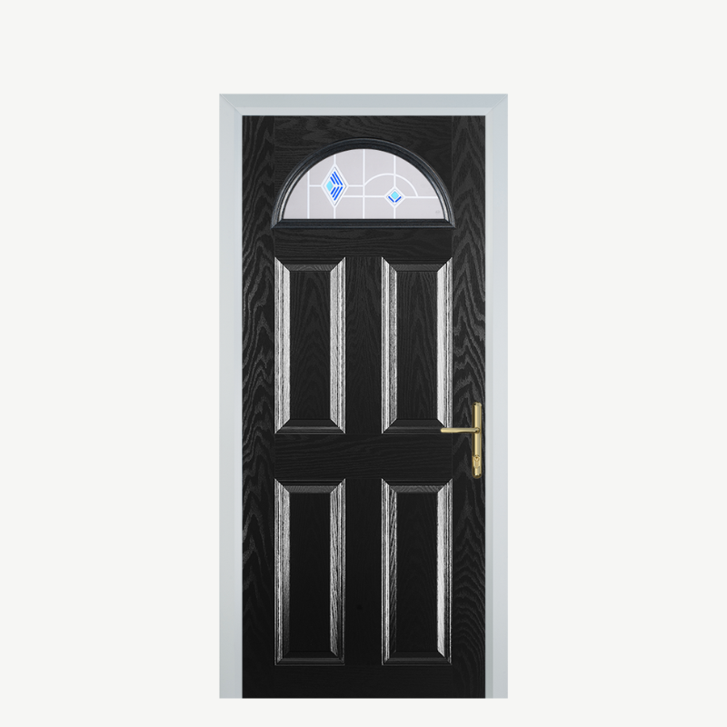 Door D 4 Panel 1 Arch Black Murano Blue image 0