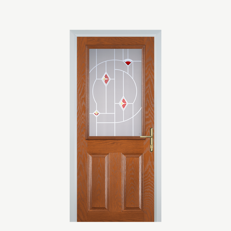 Door F 2 Panel 1 Square Oak Murano Red image 0