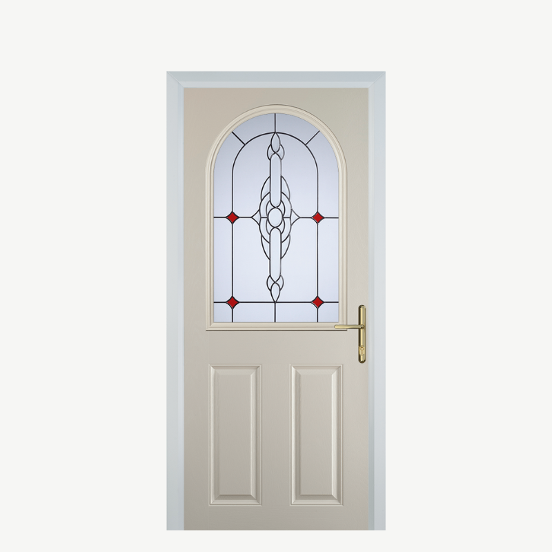 Door E 2 Panel 1 Arch Cream Crystal Bohemia Red image 0