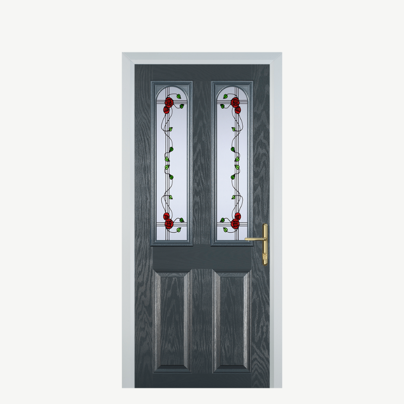 Door A 2 Panel 2 Arch Grey Mackintosh Rose image 0