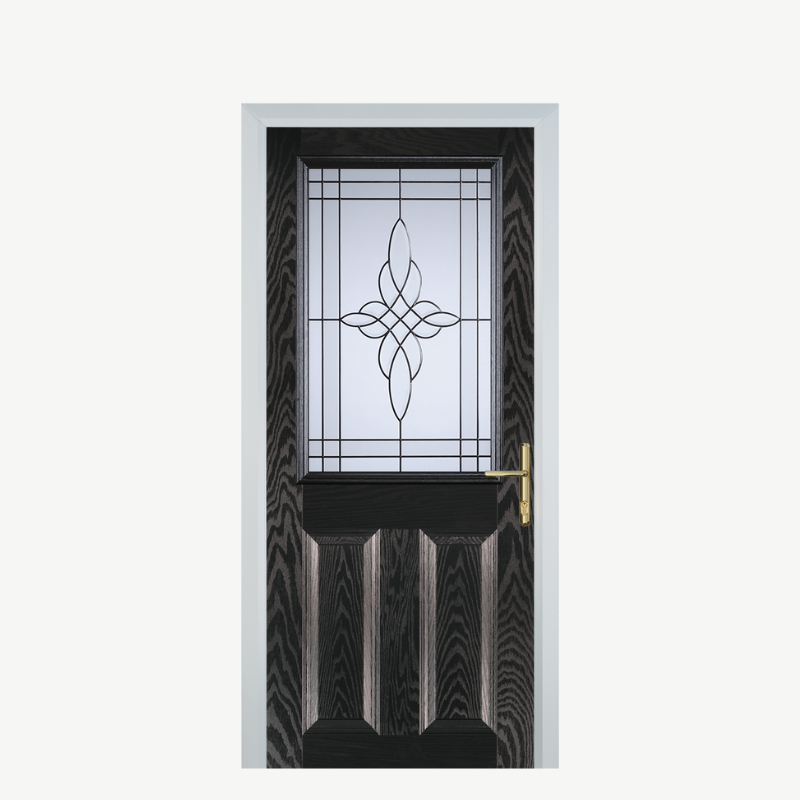 Door F 2 Panel 1 Square Black Brown Crystal Harmony Frost image 0