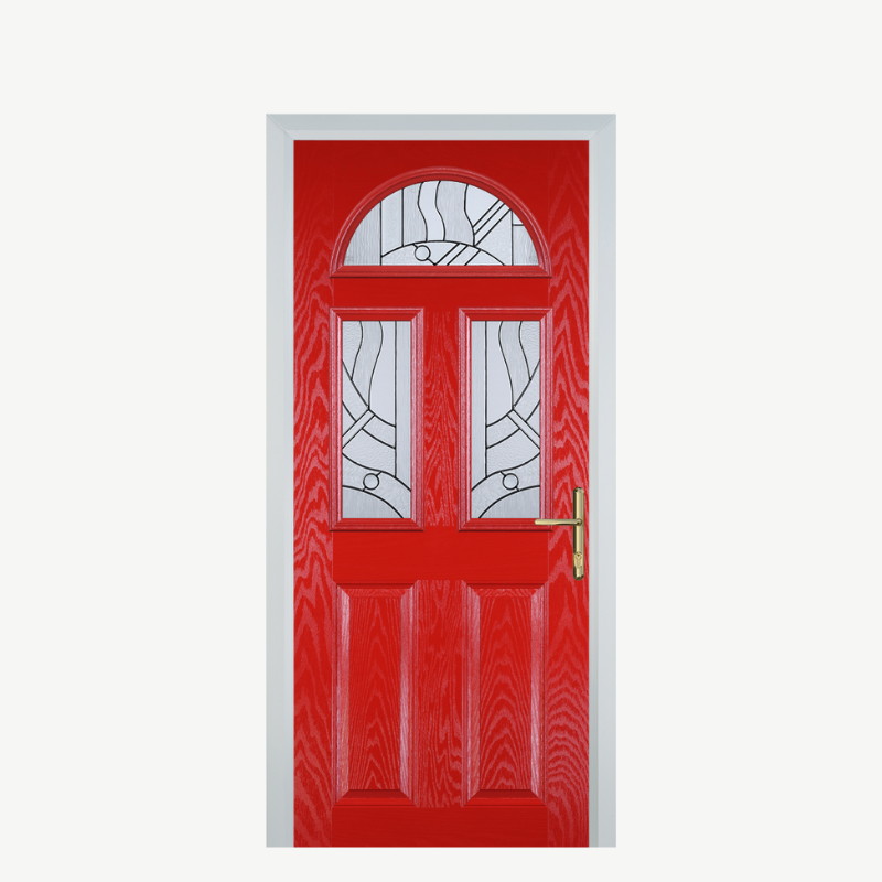 Door G 2 Panel 1 Arch Poppy Red (High Gloss) Zinc Art Abstract image 0