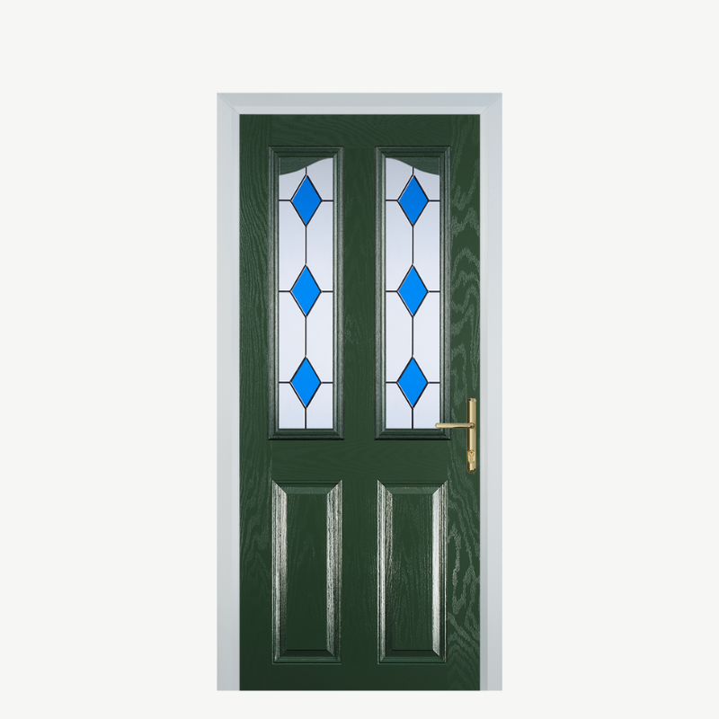 Door B 2 Panel 2 Angle Green 3 Drop Diamond Blue image 0