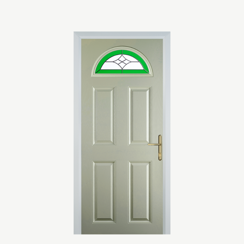 Door D 4 Panel 1 Arch Pebble Grey Crystal Harmony Green image 0