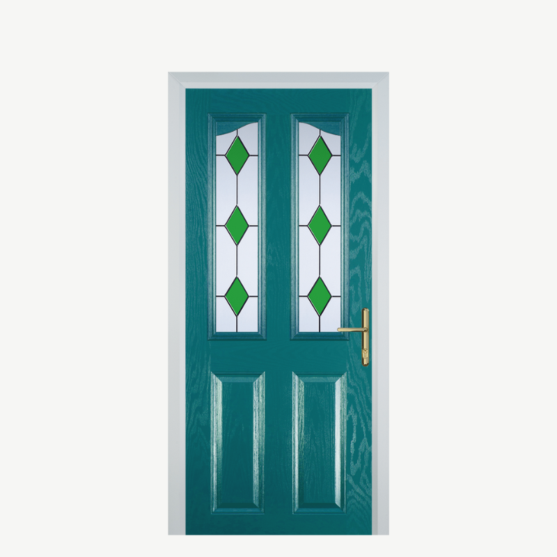 Door B 2 Panel 2 Angle Turquoise Blue 3 Drop Diamond Green image 0