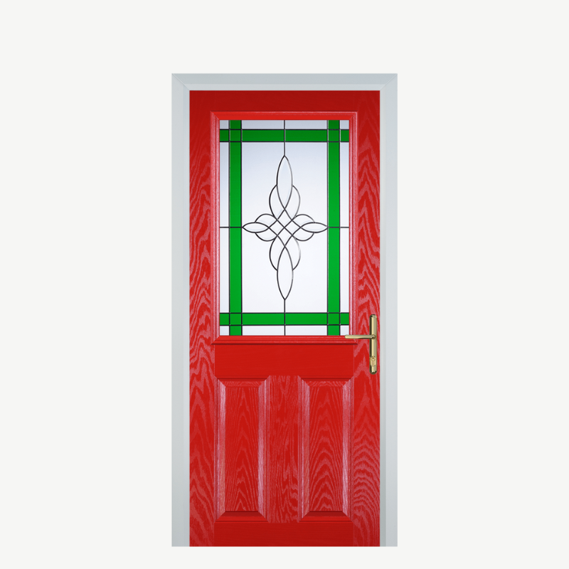 Door F 2 Panel 1 Square Poppy Red (High Gloss) Crystal Harmony Green image 0