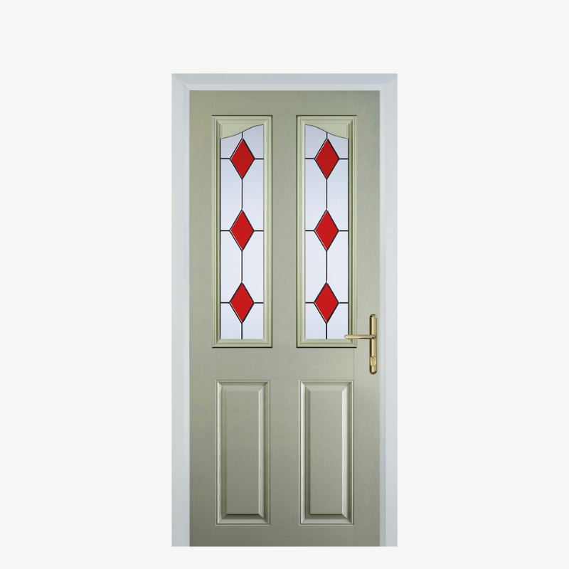 Door B 2 Panel 2 Angle Pebble Grey 3 Drop Diamond Red image 0