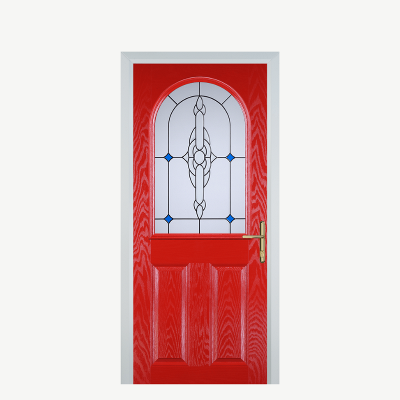 Door E 2 Panel 1 Arch Poppy Red (High Gloss) Crystal Bohemia Blue image 0