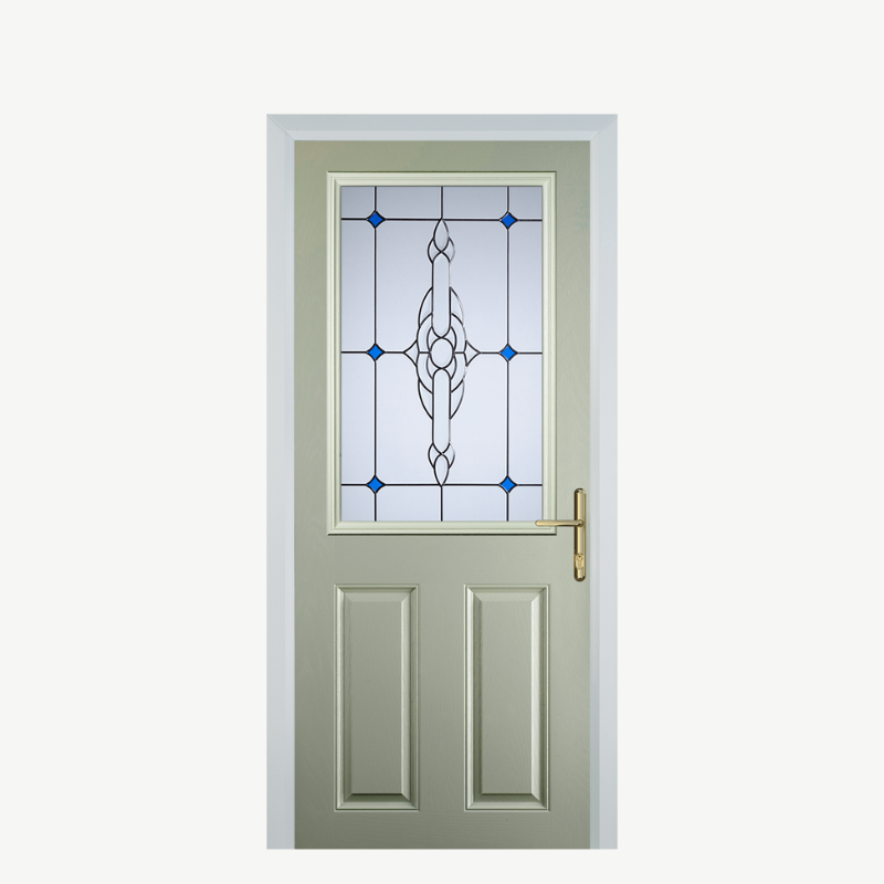 Door F 2 Panel 1 Square Pebble Grey Crystal Bohemia Blue image 0