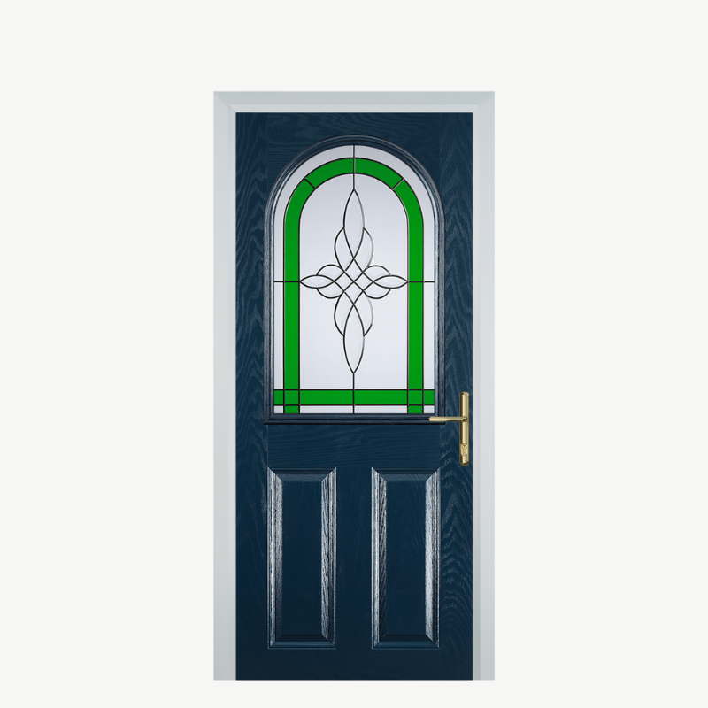 Door E 2 Panel 1 Arch Blue Crystal Harmony Green image 0