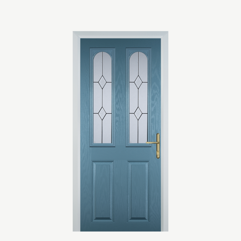 Door A 2 Panel 2 Arch Pastel Blue Classic image 0