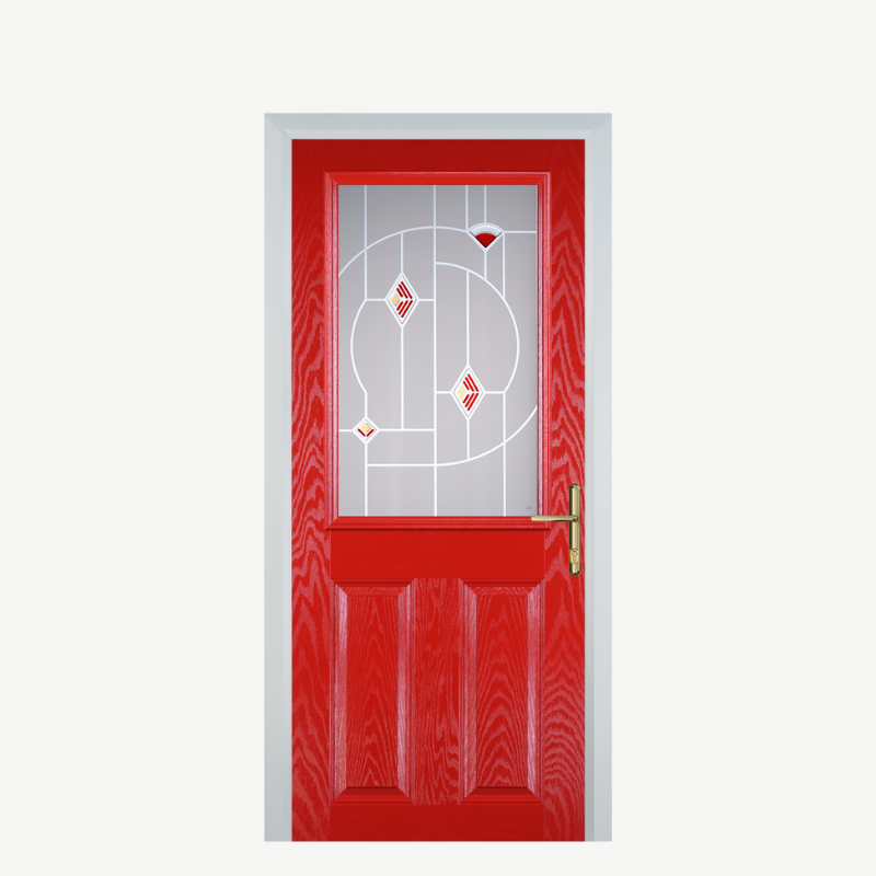 Door F 2 Panel 1 Square Poppy Red (High Gloss) Murano Red image 0